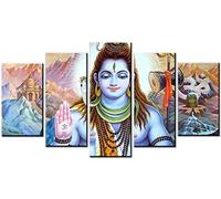 WOWDECOR Lienzo decorativo para pared, 5 paneles, múltiples imágenes, Dios hindú Ganesha, serpiente giclée impreso en lienzo, pósteres para decoración de pared (tamaño grande, sin marco)