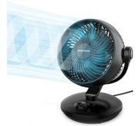 WOWDSGN Ventilador silencioso de 22 dB, con 6 niveles y pantalla, temporizador de 9 horas, potente circulación de aire turbo 3D, oscilación de 100° y 80°, ventilador de mesa para dormitorio, salón