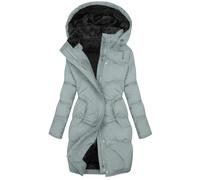 WOWEI Chaqueta Mujer Invierno Largo con Capucha Forro Polar Acolchado de Viento Abrigo Acolchado Parka Invierno Mujer Chaqueta Elegante Gruesa Abrigos de Cremallera con Bolsillos (Plateado, L)