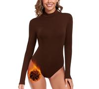 WOWENY Body de cuello alto para mujer jersey térmico de forro polar de manga larga cálido cómodo elegante camiseta con cuello alto