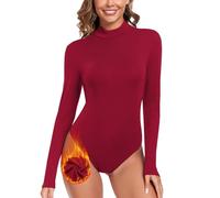 WOWENY Body de cuello alto para mujer jersey térmico de forro polar de manga larga cálido cómodo elegante camiseta con cuello alto