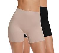 WOWENY Bragas de mujer con pierna sin costuras Panty Bajo Falda Pantalones Cortos Antideslizantes, Largas Mujeres Panties Anti-Chafing Bragas, Beige y negro, M