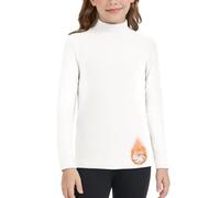 WOWENY Camisa Térmica para Niños de Manga Larga, Camiseta Térmica Cálida Unisex, de Cuello Redondo para Niñas y Niños, de Invierno para Esquí, 6-14 Años, Blanco, 13-14 años