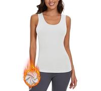 WOWENY Camiseta básica de Tirantes para Mujer con térmica, sin Mangas, Acanalada para Invierno, Camiseta térmica cálida, Camiseta Interior, Ropa Interior, Forro Polar, para el día a día, Blanco, XXL
