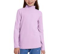WOWENY Camiseta térmica de cuello alto para niños, camiseta interior de forro polar, camiseta cálida acanalada de cuello alto para niña, camiseta térmica de manga larga para invierno de 5 a 14 años