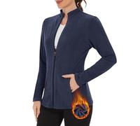 WOWENY Chaqueta de forro polar para mujer, sudadera con forro cálido, cuello alto y cremallera completa, chaqueta de forro polar, ligera, antiestática, para invierno, correr, senderismo y tiempo libre