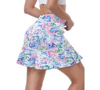 WOWENY Falda Pantalon Mujer Deporte Falda Padel Cortas con Bolsillos Deportiva Skorts Golf Plisada Respirable Estampado de Paisaje Colorido M