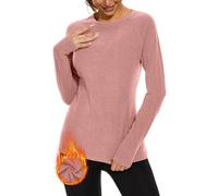 WOWENY Thermo Top Ladies Fleece Shirt Long Sleeve Thermoactive Thermal Underwear Extra Warm Dralon Underhirt Long Sleeve Lightweight Ski Underwear Hiking Shirt(Rosa, S)