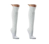 WOWERAT Calcetines tradicionales Calcetines de traje regional (1 par) Patrón trenzado en blanco puro, Blanco, 39-42