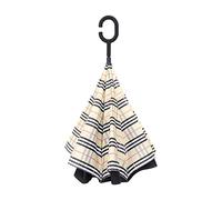 WOWGADGET Paraguas invertido con mango en C - Karo - Sombrilla de doble capa. A prueba de viento - Resistente al viento y a los rayos UV- Protege de la lluvia, la tormenta y el sol.