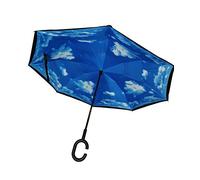 WOWGADGET Paraguas invertido con mango en C - Muestras - Sombrilla de doble capa. A prueba de viento - Resistente al viento y a los rayos UV- Protege de la lluvia, la tormenta y el sol.