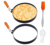 WOWITIS 2 paquetes de anillos antiadherentes de acero inoxidable para tortillas, tortillas, tortillas, tortitas, creps para tartas con mango de silicona