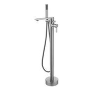 Wowkk - Grifo de bañera con soporte para suelo con mango único y ducha de mano