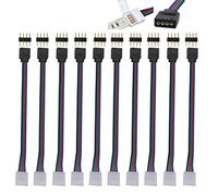 WOWLED 10 conectores de luces LED RGB 5050 3528, conector de PCB hembra macho de 4 pines de 10 mm, cable de cable para tiras RGB, tiras de armario, conector macho de 4 pines