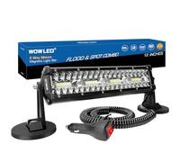 WOWLED Barra de luz LED magnética, superbrillante de 12 pulgadas, combo beam encendedor de cigarrillos, barra de luz de 6000 K con potentes imanes de 4 vías, montaje de 4 vías, 12 V y 24 V, barra de