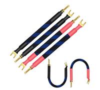 WOWLED BFA - Cable de altavoz con conectores banana, 11 AWG, 4 x 20 cm, conector Z macho a conector Y, cable de altavoz de doble cable, cable de puente para altavoz de alta fidelidad con pala dorada