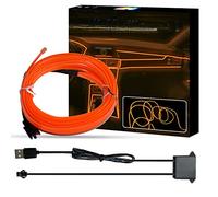 WOWLED Kit de Luces Interiores Electroluminosas para Coche - Iluminación Ambiental USB Naranja, Tira LED para Decoración de Borde de Costura (3