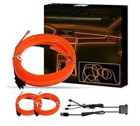 WOWLED - Luces de alambre EL naranja para el interior del coche, kit de luces de neón USB 3 en 1 para iluminación ambiental del coche, tira de luces LED para el interior del coche, borde de costura