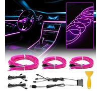 WOWLED Luces interiores de coche con cable electroestático, 3 en 1, USB, kit de luces de neón para iluminación ambiental del coche, tira de luces LED para interior de coche, decoración de borde de