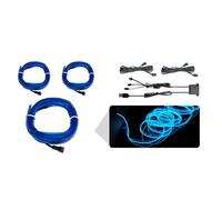 WOWLED Luces Interiores de Coche Con Cable Electroluminoso Azul, 3 en 1, Cable de Neón, USB, Para Iluminación Ambiental, Tira de Luces LED, Decoración de Borde