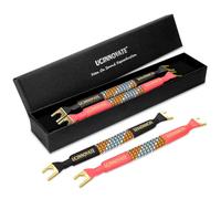 WOWLED Paquete de 4 cables de puente de altavoz OFC de alta fidelidad de 6 pulgadas, cable de altavoz flexible para audiófilos, cable de altavoz de dos cables con placas de puente chapadas en oro,