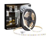 WOWLED Tira de luces LED, tira de luz LED blanca USB de 3.3 pies, tira de luz LED Pulg & Play, retroiluminación de TV de 3.3 pies para dormitorio, cocina, bricolaje, decoración de luces LED súper