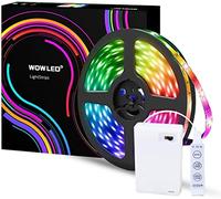 WOWLED - Tira de luz LED 5050, multicolor RGB, 2 metros, flexible, impermeable, funciona con pilas, decoración de Navidad, para la casa, TV, PC, luz de fondo o para el armario.