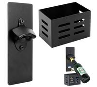 Wowlela Abrebotellas, abrebotellas de pared con imán, abridor de cerveza montado en la pared de acero inoxidable con recipiente colector, abrebotellas para abridor de tapas de cerveza, regalo para