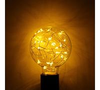 Wowlela Bombilla de luz LED, luz decorativa estrellada de la base del alambre de cobre del filamento de G80 E27 para el banquete de boda del día de fiesta, blanco caliente 0.8W