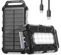 WOWMVP Cargador Solar 10000mAh, Power Bank Solar Batería Externa Portátil PD22.5W USB C Carga Rápida Impermeable 3 Salidas y 2 Entradas con Linterna LED para Moviles Tabletas Etc.