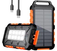 WOWMVP Cargador Solar 10000mAh, Power Bank Solar Batería Externa Portátil PD22.5W USB C Carga Rápida Impermeable 3 Salidas y 2 Entradas con Linterna LED para Moviles Tabletas Etc.