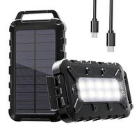 WOWMVP Cargador Solar 26800mAh, Power Bank Solar Batería Externa Portátil PD15W USB C Carga Rápida Impermeable 3 Salidas y 2 Entradas con Linterna LED para Moviles Tabletas Etc (Negro)
