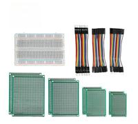 WOWOONE Kit de prototipos de PCB de doble cara de 8 piezas con placa de pan de 400 puntos y 3 tipos de cables de puente de 10 cm y 20 pines, compatible con Arduino y Raspberry Pi para proyectos de