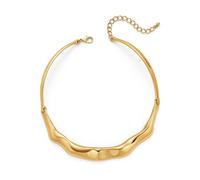 WOWORAMA Gargantilla gruesa de oro para mujer, collar de moda dorado con arco ondulado, gargantilla de metal, collar ajustable con puño abierto, Talla Ajustable , Metal, No es una piedra preciosa