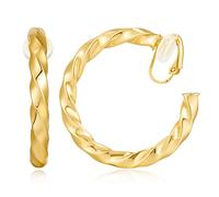 WOWORAMA Pendientes de aro de oro con clip para mujer, aros clásicos grandes y gruesos, sin perforación, minimalistas, Diameter 40mm, Cobre, Sin piedra preciosa