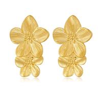 WOWORAMA Pendientes de oro para mujer, aretes de oro con diseño de conchas marinas, bohemios, texturizados, ondulados, irregulares, geométricos exagerados, talla única, Acero inoxidable, Sin piedra