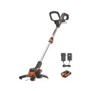 WoWorx WG163E.1 Cortabordes Desbrozadora 2en1 20V 30cm 2Ah | Cabezal pivotante 90°, eje telescópico, hilo 1,65mm, rueda guía, PowerShare 20V