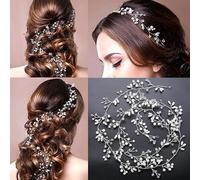WOWOSS Pelo de Novia - Nupcial Tocado Diademas de Pelo Novia Adornos Accesorios para el Cabello para Boda Fiesta Velada (50cm)