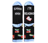 WOWOWO Calcetines Unisex Refrán Divertido Novedad Calcetines Deportivos Shhh Estoy Leyendo Libros Medias de Tubo Medio