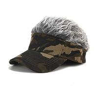 WOWOWO Gorra de béisbol Hombre, Novedad, Gorra con Visera para el Sol con Pelo Falso con Pinchos, Estampado de Camuflaje, Peluca Ajustable con Snapback, Gorra de béisbol