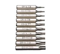 WOWOWO Juego de Puntas de Destornillador Torx CR-V de 10 Piezas T3 T4 T5 T6 T7 T8 T9 T10 T15 T20, Broca de reparación móvil, Cabeza de reparación de Flores de Ciruelo