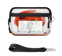 WowPrint Carpas japonesas y sol rojo mini con cremallera para mujeres y hombres, con ventana de identificación, cartera japonesa, portátil, ligera, pequeña, con cremallera, organizador de tarjetas de
