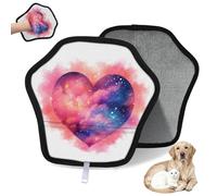 WowPrint Color Heart Galaxy Nebula Guante de depilación de mascotas para gatos y perros, reutilizable, electrostático, herramienta de cepillo para sofá, ropa, alfombra, muebles, asiento de coche, 1
