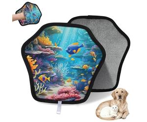 WowPrint Colorido guante de depilación de mascotas con temática de océanos del mundo submarino para gatos, perros, reutilizables, electrostáticos, herramienta de cepillo para sofá, ropa, alfombra