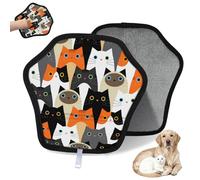 WowPrint Colorido guante para eliminar el pelo de mascotas, para gato, perro, lindo patrón de gato, reutilizable, electrostático, guantes de pelo de mascotas, herramienta de cepillo para sofá, ropa