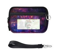WowPrint Colorido Universo Nebulosa Mini Zip Tarjetero para Mujeres Hombres con Ventana de Identificación Colorido Universo Nebulosa Cartera Portátil Ligero Pequeño Monederos Cremallera Monedero