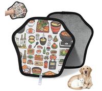 WowPrint Cute Japan Food - Guante de depilación de mascotas para gatos y perros, reutilizables, electrostáticos, herramienta de cepillo para sofá, ropa, alfombra, muebles, asiento de coche, 1 paquete