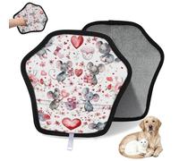 WowPrint Cute Love Mouses - Guante de depilación de mascotas para gatos y perros, reutilizables, electrostáticos, herramienta de cepillo para sofá, ropa, alfombra, muebles, asiento de coche, 2