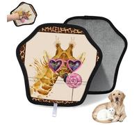WowPrint Divertidos guantes para eliminar el pelo de mascotas con estampado de jirafa para gatos, perros, reutilizables, electrostáticos, herramienta de cepillo para sofá, ropa, alfombras, muebles