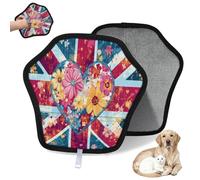 WowPrint Flower Art - Guante de depilación de mascotas con bandera del Reino Unido, reutilizable, electrostático, herramienta de cepillo para sofá, ropa, alfombra, muebles, asiento de coche, 2